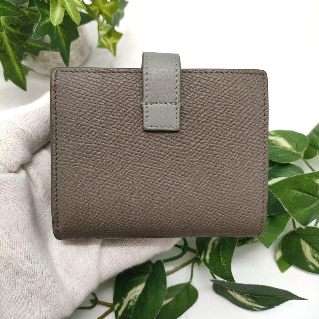 セリーヌ　折り財布　スモールストラップウォレット　グレー　ライトブルー