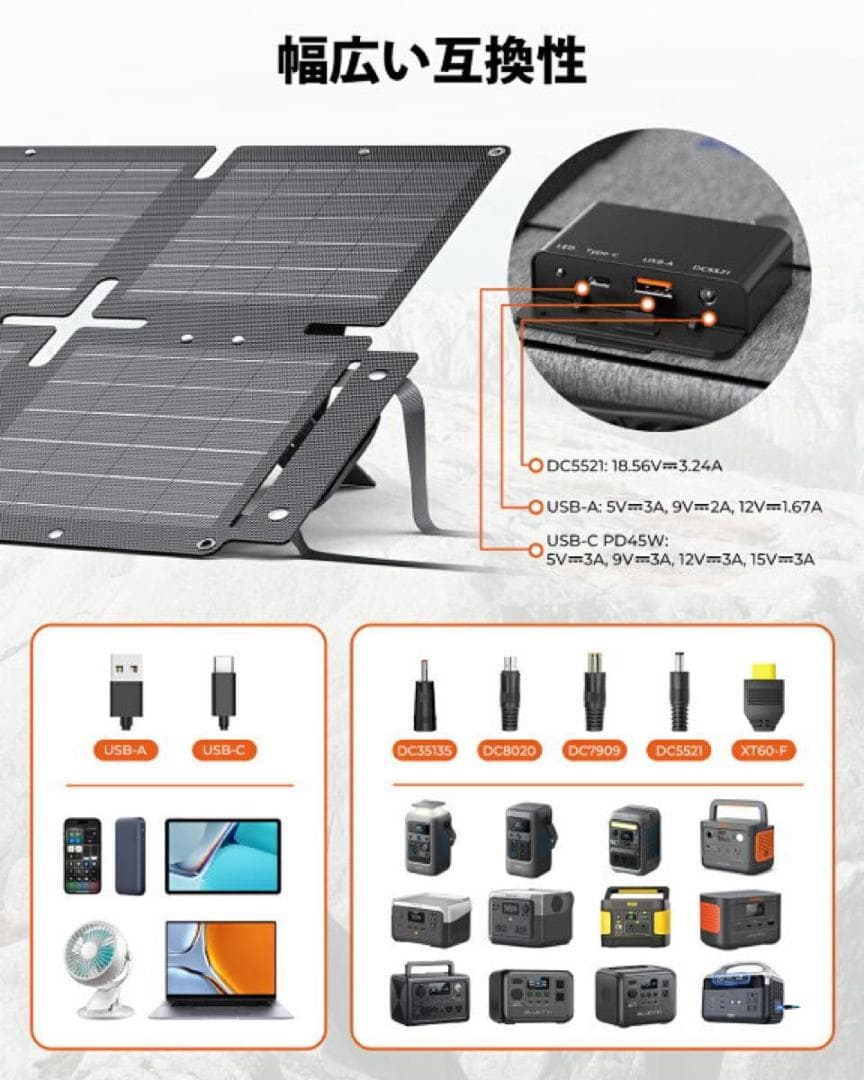 ソーラーパネル ソーラーチャージャー 太陽光パネル 折りたたみ 60w 急速充電