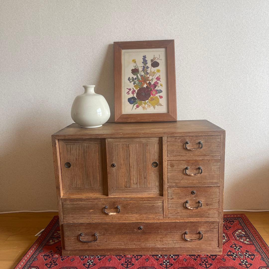 m*a様 昭和レトロ 古道具　水屋箪笥 引き戸付き 収納箪笥 小引き出し　アンテ