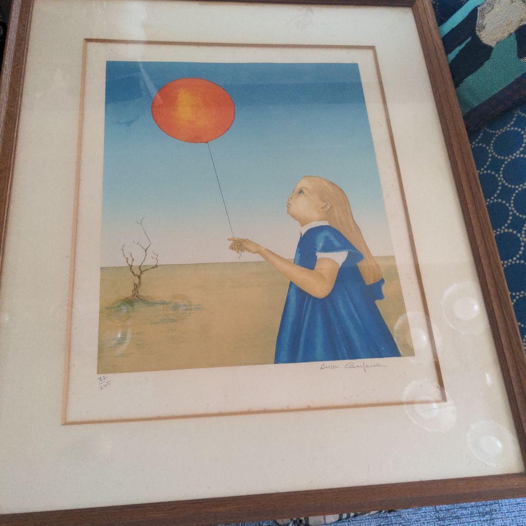 希少 風船と少女の絵　エイボン カンパーナ　Avon Campana リトグラフ