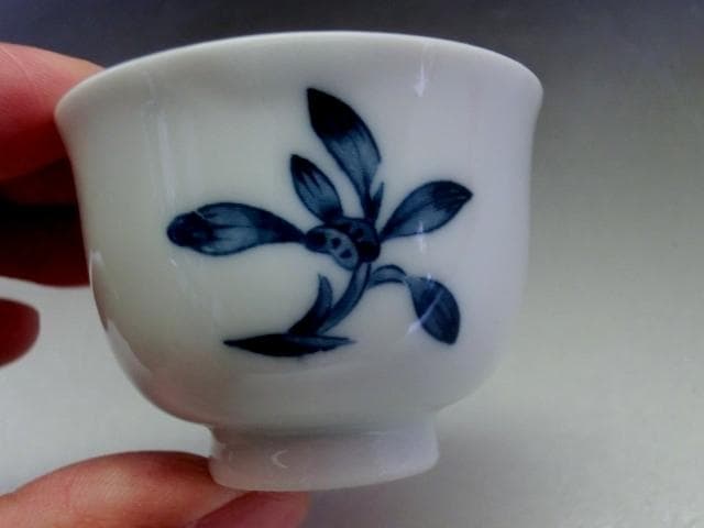 煎茶碗■10客 青絵 染付唐草紋 煎茶器 湯呑み 猪口 小碗 お茶道具 骨董品■