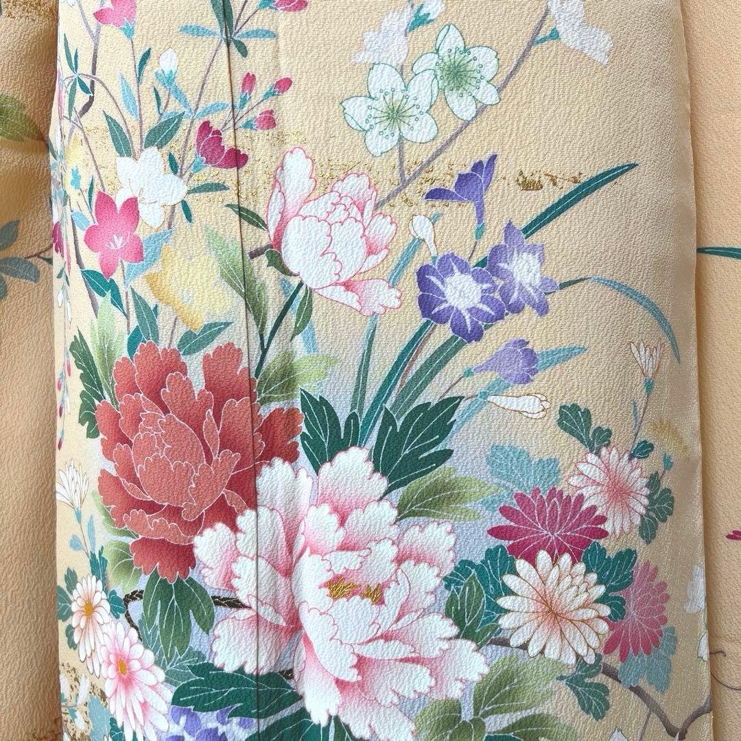 348 振袖フルセット 正絹 クリーム 黄色 金彩 小柄さん 正統派 お上品