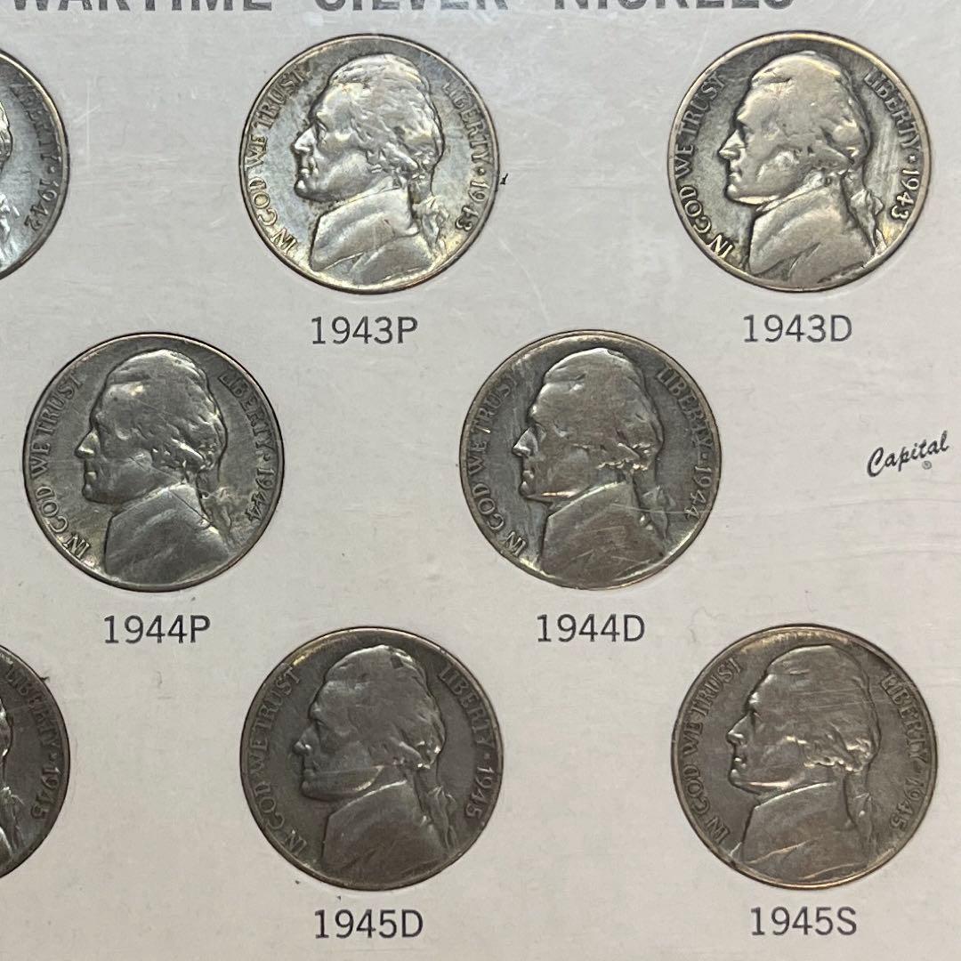 【ウォータイム・ニッケル】［銀貨］5セント アメリカ ジェファーソン 銀350