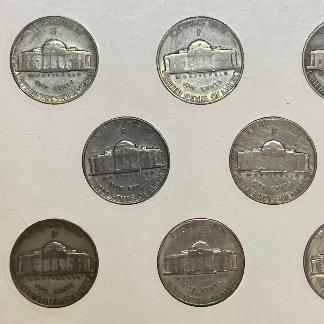 【ウォータイム・ニッケル】［銀貨］5セント アメリカ ジェファーソン 銀350