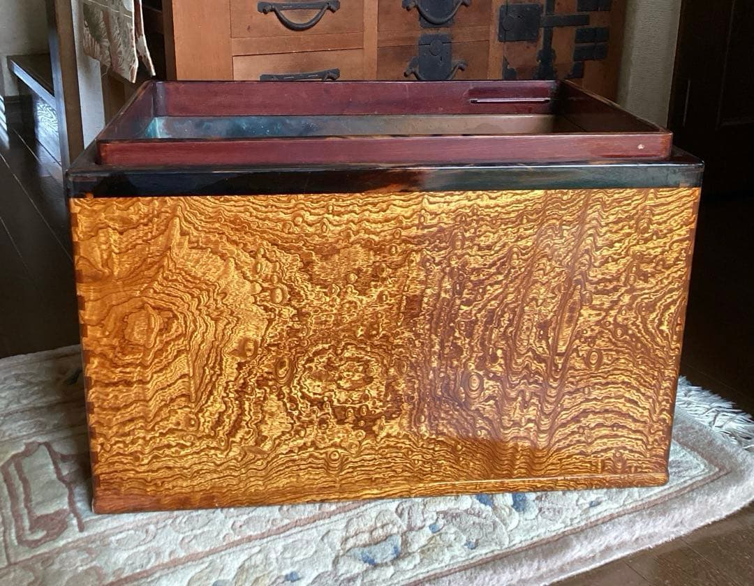 江戸火鉢　アンティーク　火鉢　時代物　欅　玉杢　黒柿　稀少杢