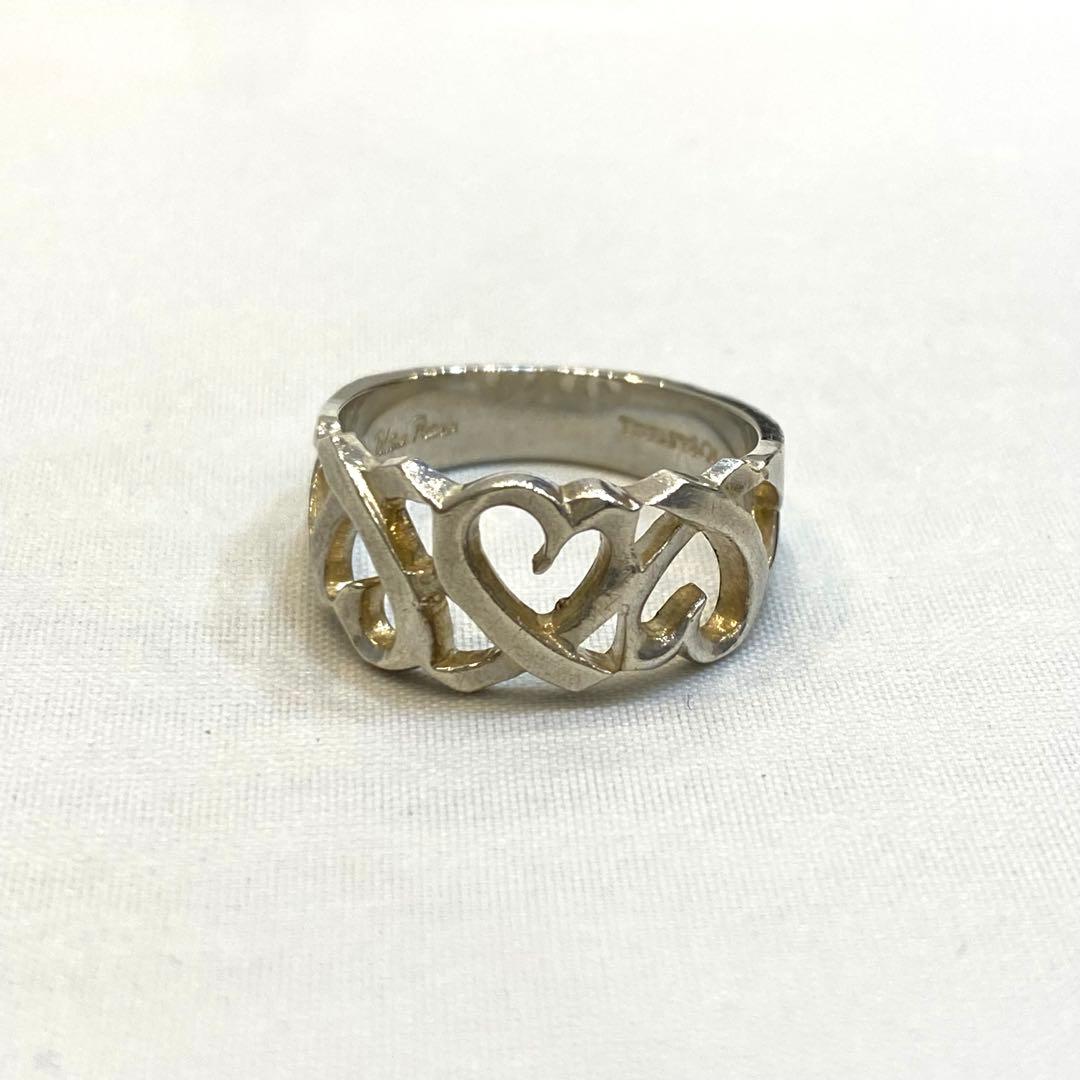 TIFFANY＆CO. ラビングトリプルハート シルバーリング 925 14号