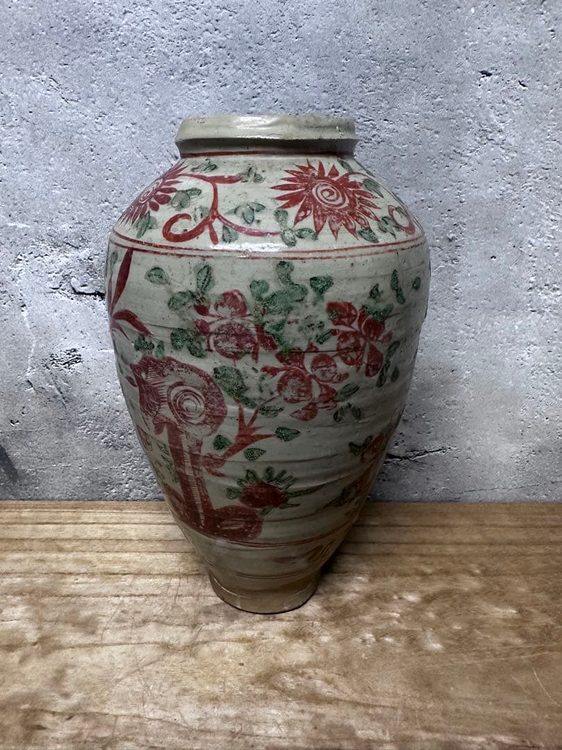 五彩　中国　赤絵　花瓶　古美術　骨董品　アンティーク