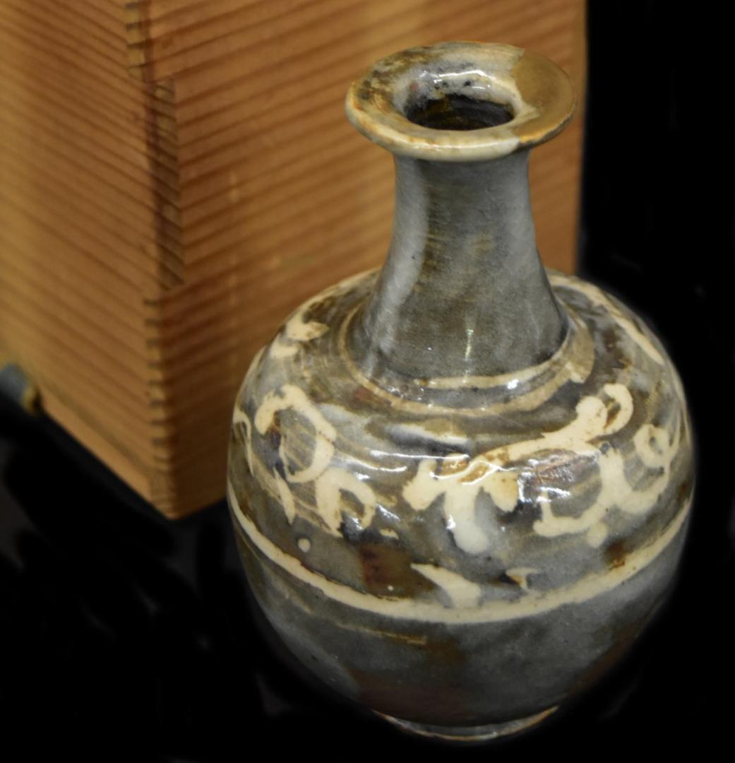 磁州窯花瓶 茶道具 箱付 Kintsugi Edo 24カラット WWTT156