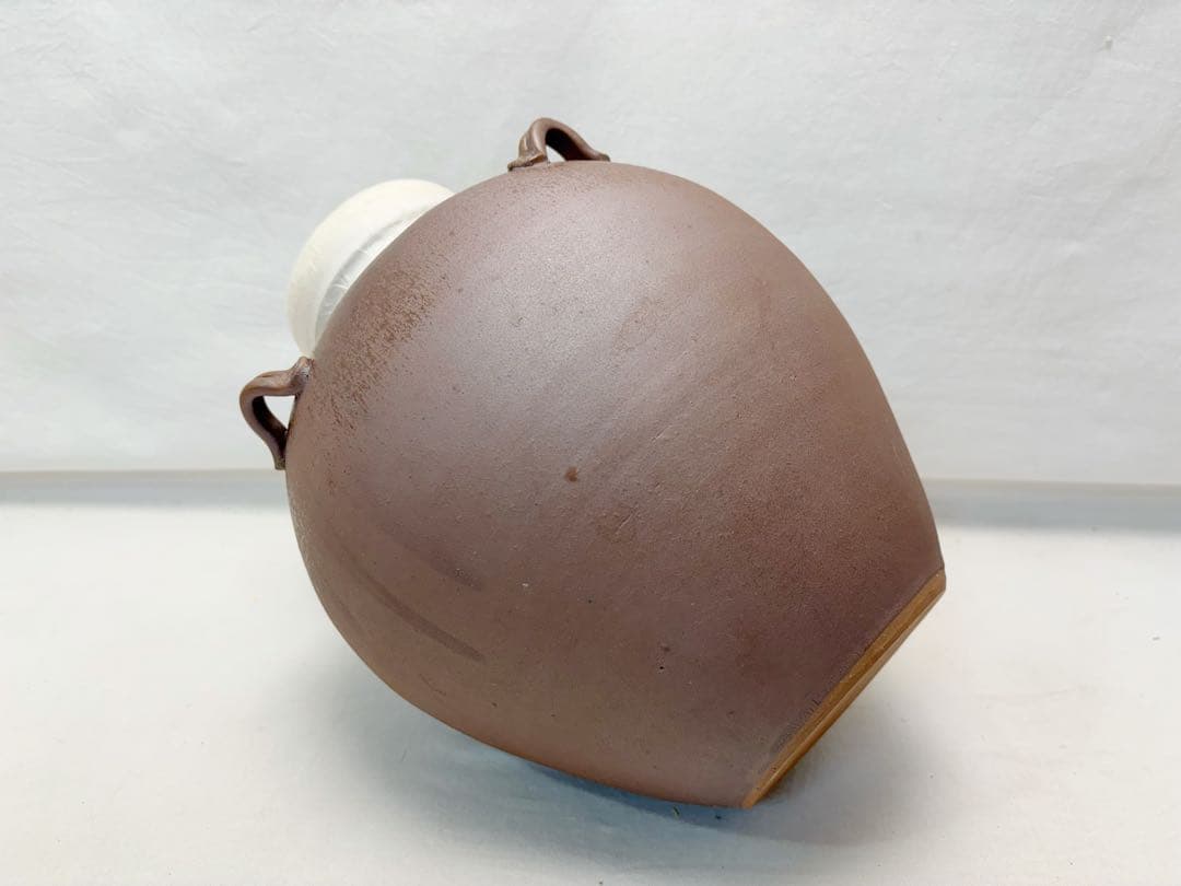 未使用 茶道具 杉原祥公作 丹波焼 飾壺 正絹 飾網紐付 四つ耳壷 陶印 共箱