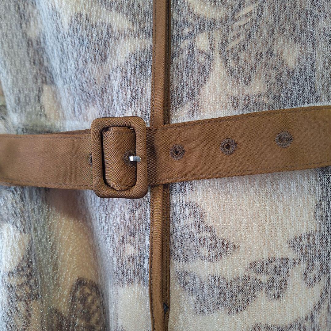 Leja チュールパイピングリーフ ベルト付き Aラインワンピース