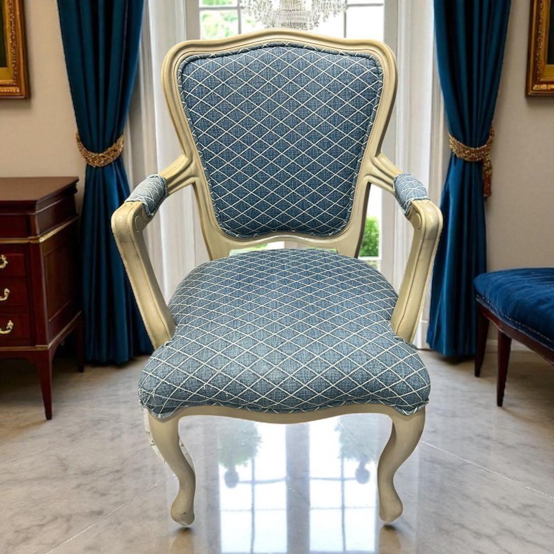 ✨超美品✨ロココ調アームチェア 猫脚 エレガントブルー アンティーク