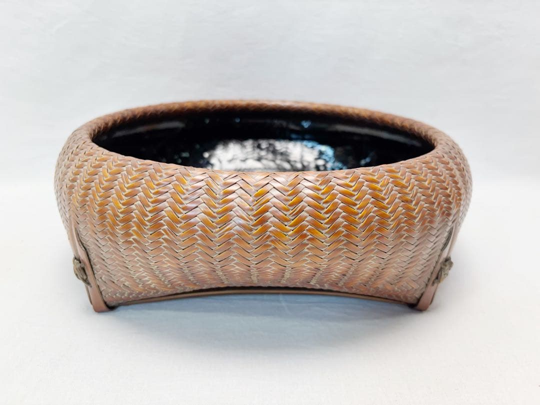 未使用 茶道具 唐物写 炭斗 炭入 炉・風炉兼用 炭取 竹編 炭道具 炭点前
