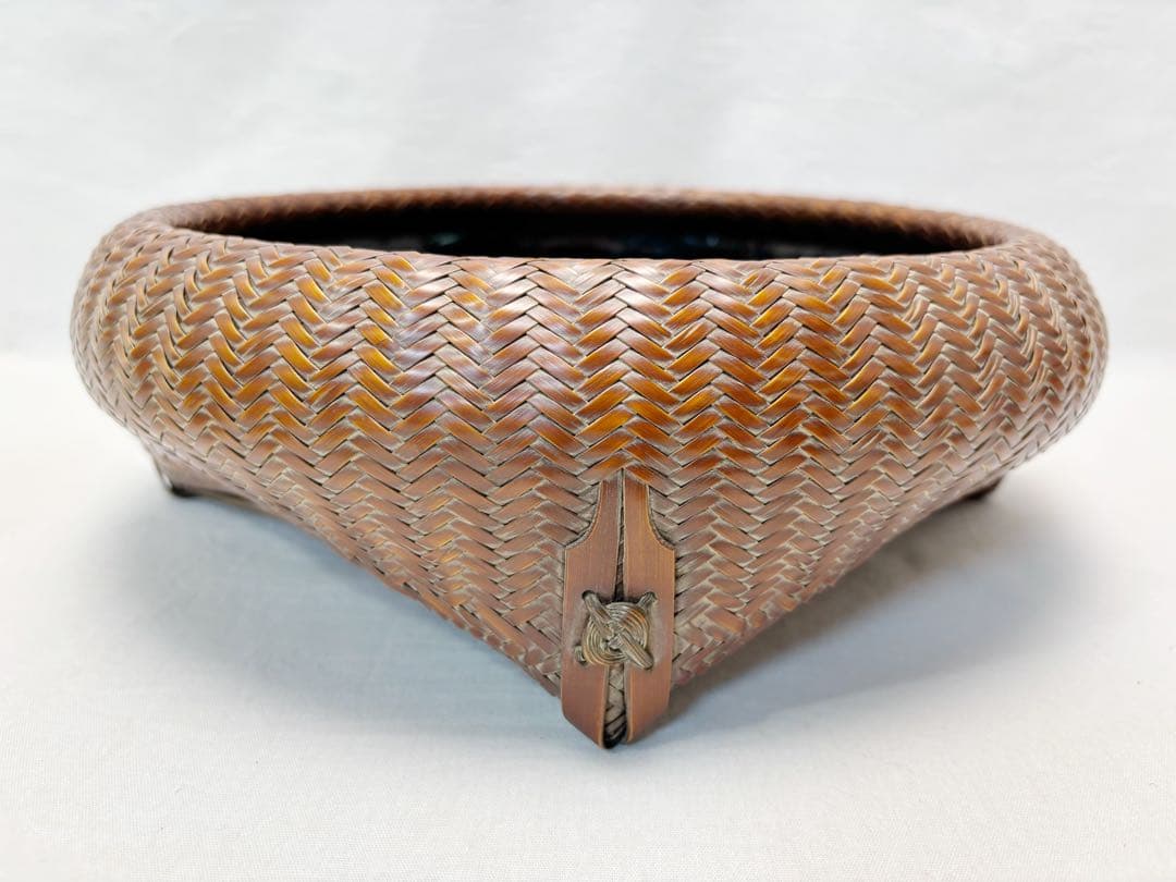 未使用 茶道具 唐物写 炭斗 炭入 炉・風炉兼用 炭取 竹編 炭道具 炭点前