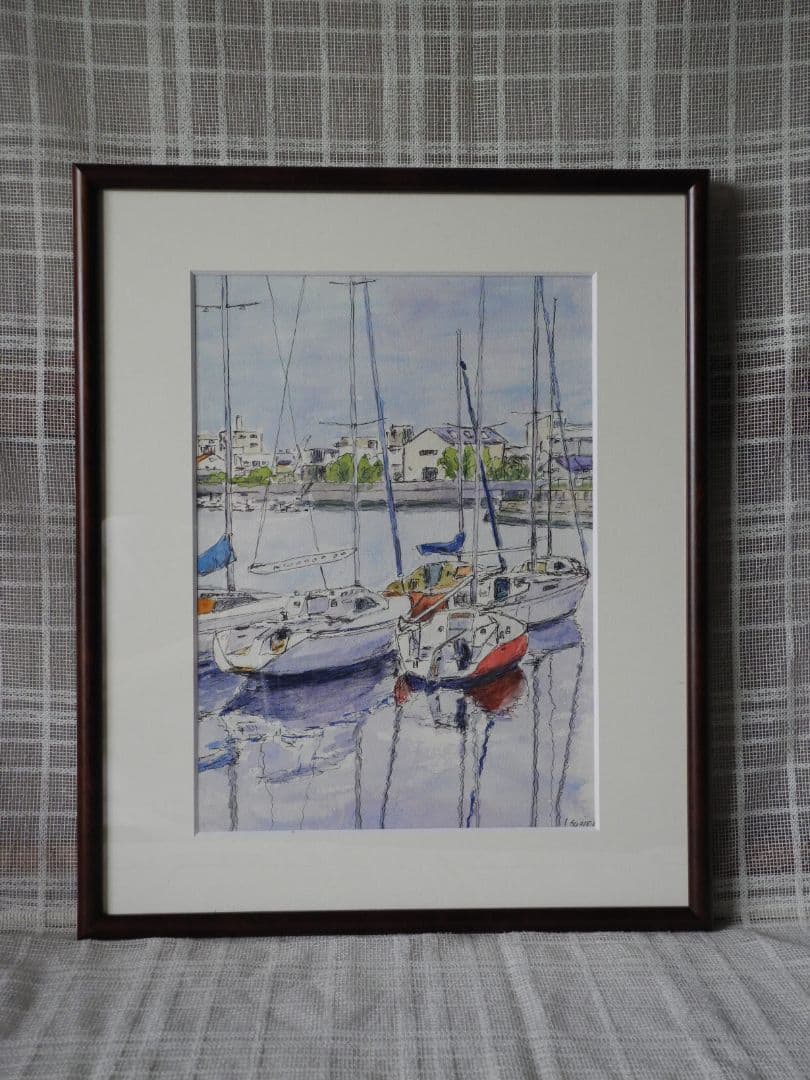 絵画 ヨット停泊