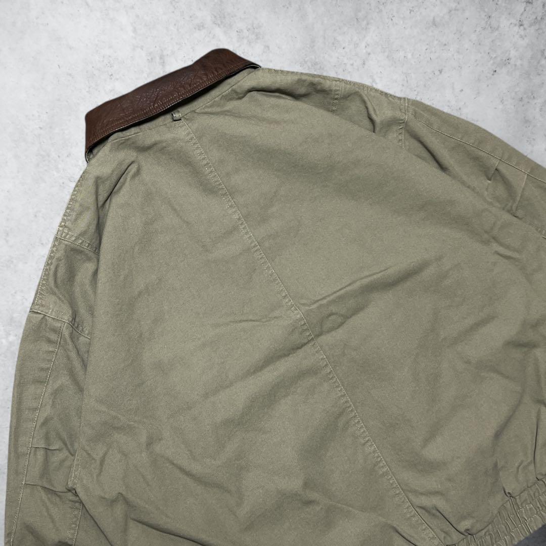 vintageナビゲータージャケットデトロイトジャケット風カーキXL刺繍短丈古着