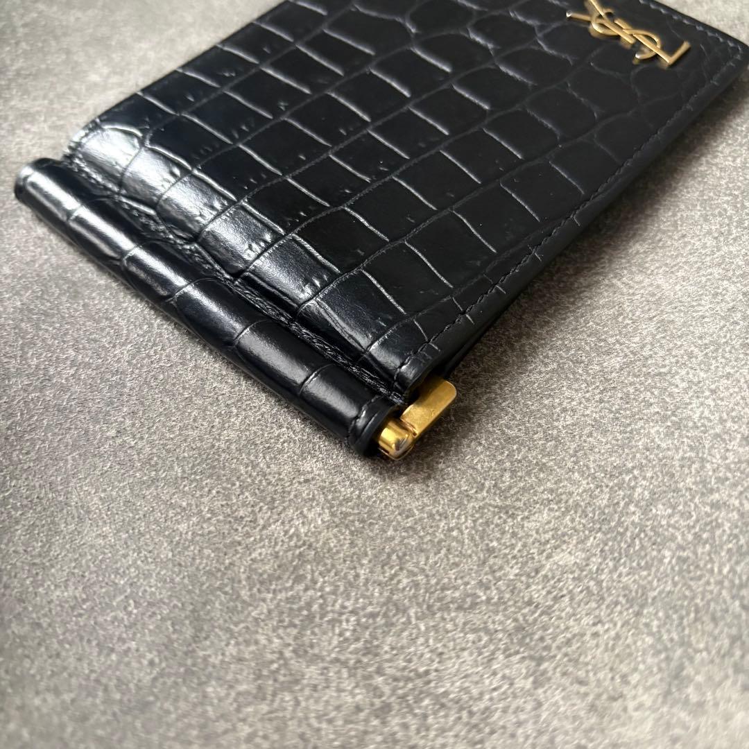 サンローラン YSL クロコダイル マネークリップ タイニー カサンドラ
