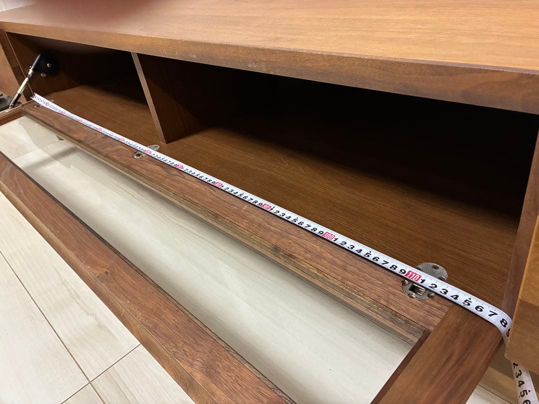 ウォールナット　木製テレビ台 引き出し付き