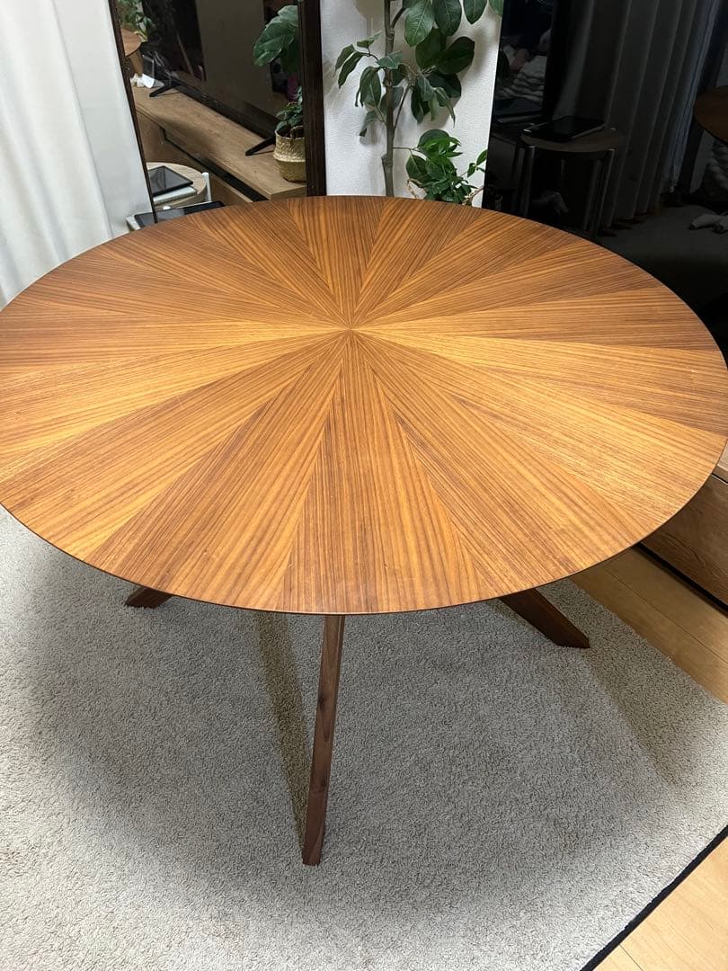 【Aruyon】木製ダイニングテーブル 円形 110cm