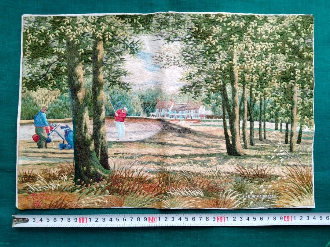 刺繍　絵　ゴルフ