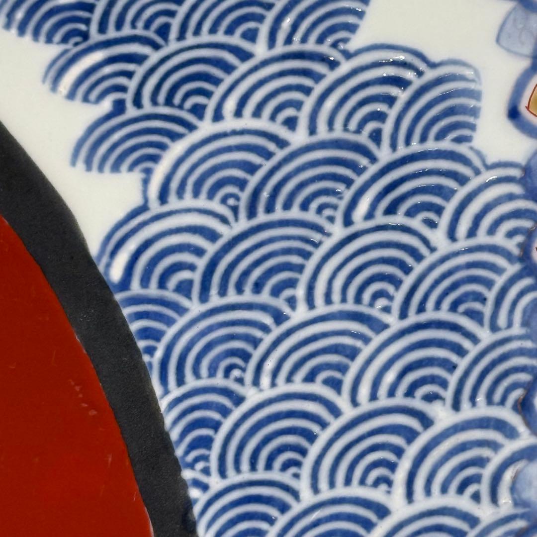 明治後期　オールド深川製磁　美人画　青海波　菩薩　直径39.7cm 　一尺三寸