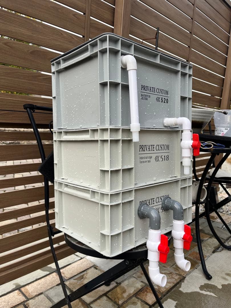 大型水槽用沈殿物理生物一体型濾過槽　水中ポンプバイオスポンジフィルター付き