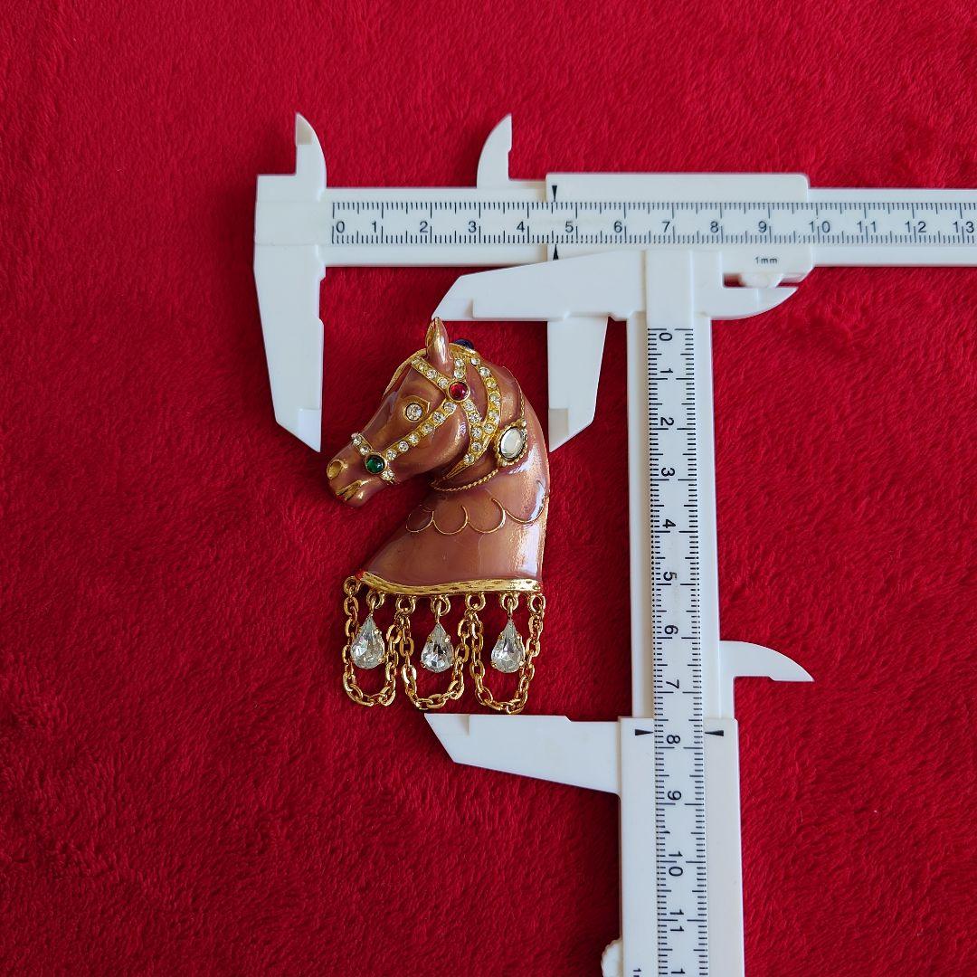 ヴィンテージブローチ 70〜80s 馬 ホースモチーフ 宝石カラー硝子 C72