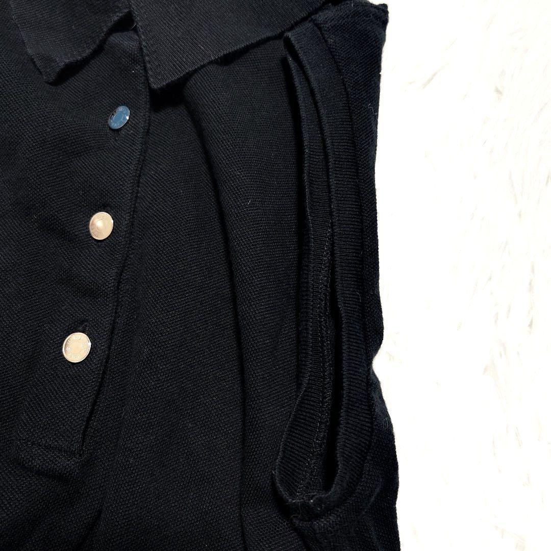 【美品】エルメス セリエボタン ノースリーブ ポロシャツ L 鹿の子 銀ボタン