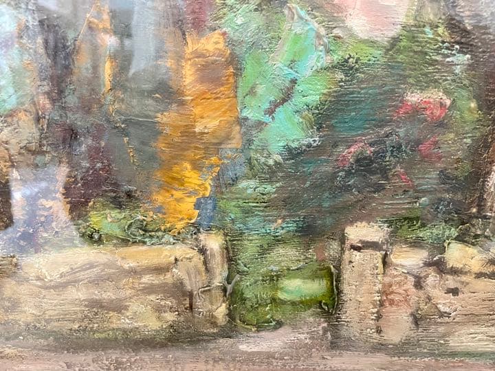 田中修　サンジェニイエスの古い塀　油絵15号　新制作会員　物故画家　フランス