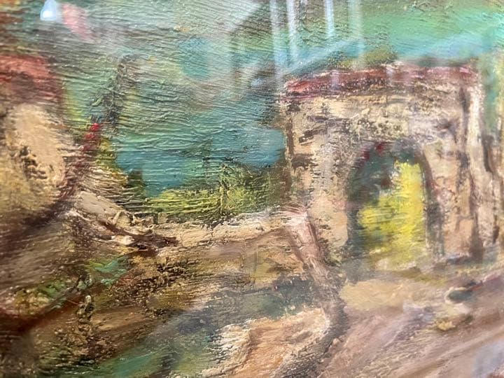 田中修　サンジェニイエスの古い塀　油絵15号　新制作会員　物故画家　フランス