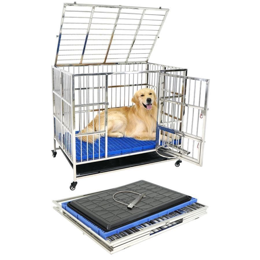 B2070ペット犬小屋 犬用ケージ 大型犬 ステンレス ケージ 折りたたみ