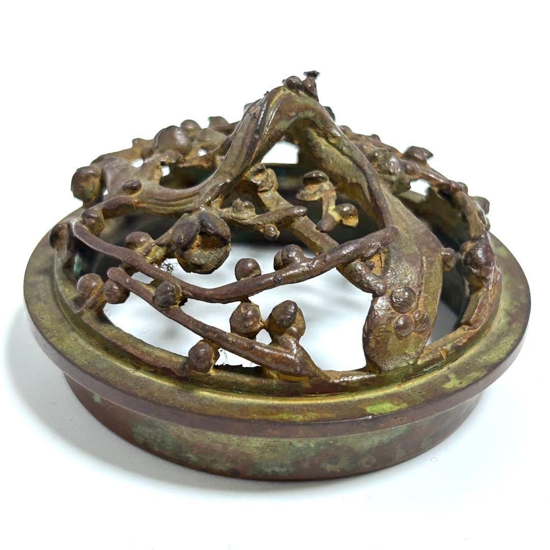 高岡銅器　蝋型鋳銅香炉　平井昇(昇甫)造/日展作家　共箱入　香道具　床飾　置物