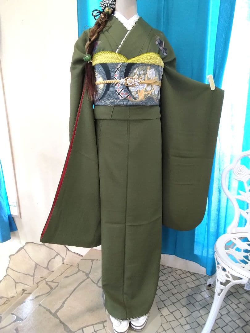 振袖五っ紋振袖成人式、半襟重ね衿、帯締め、襦袢