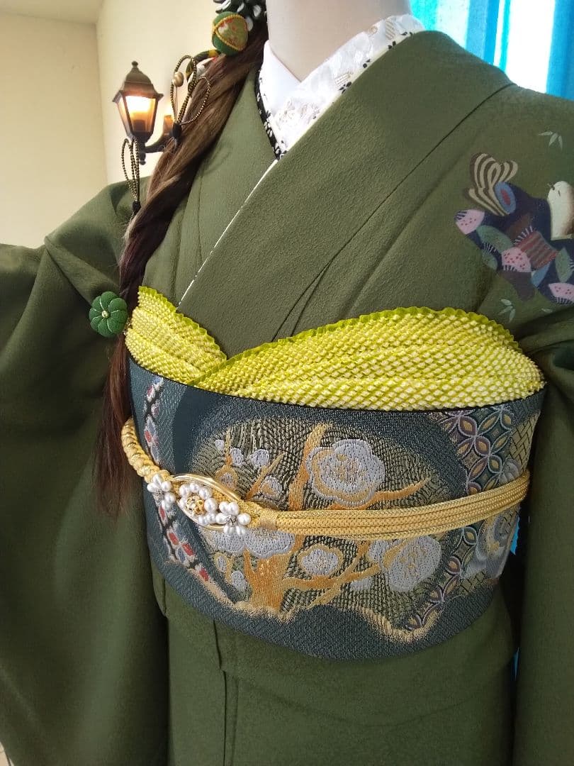 振袖五っ紋振袖成人式、半襟重ね衿、帯締め、襦袢