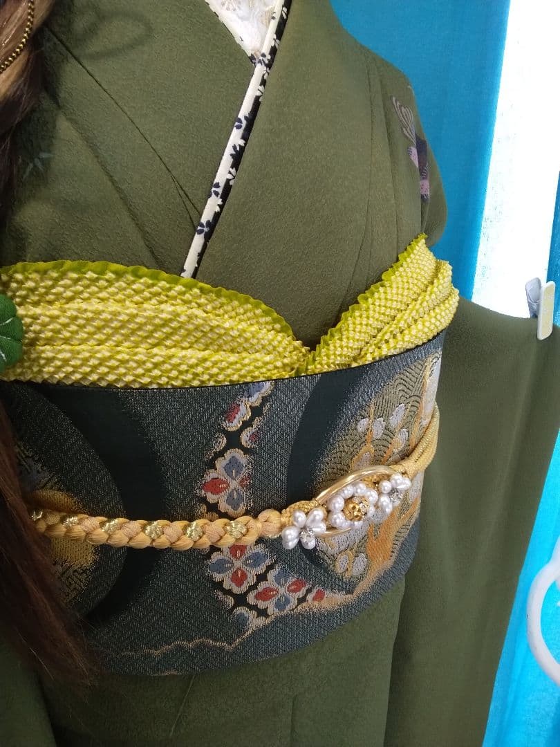 振袖五っ紋振袖成人式、半襟重ね衿、帯締め、襦袢