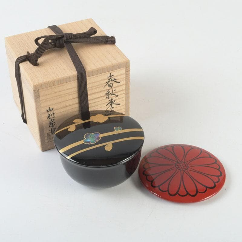 茶道具　山中塗　中村宗悦作　春秋棗　共箱　V　9627