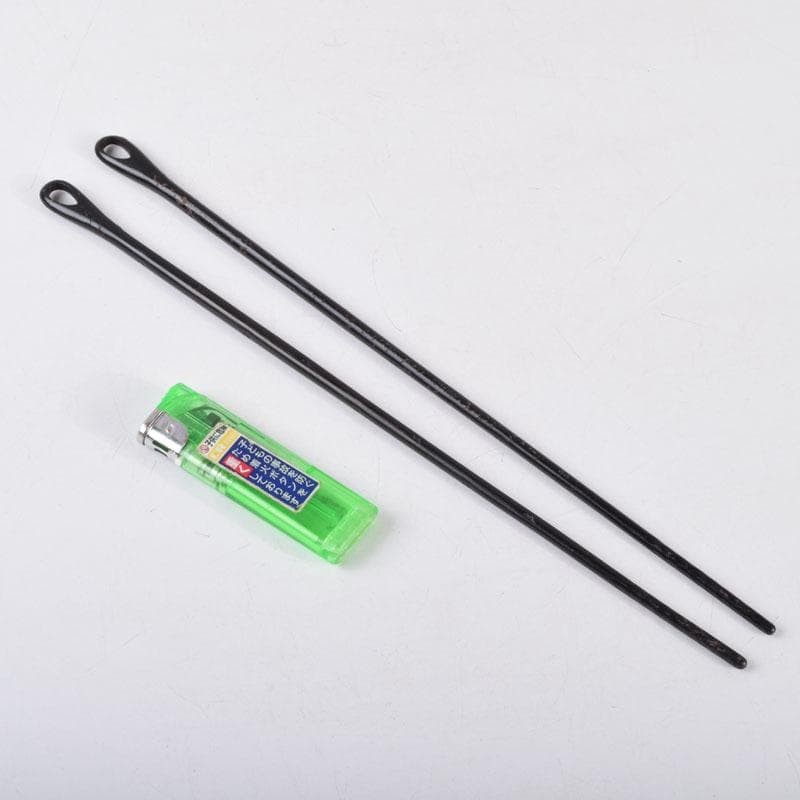 茶道具　御釜師　大西清右衛門作　鐵風炉火箸　共布　烽玉代筆共箱　C　8671