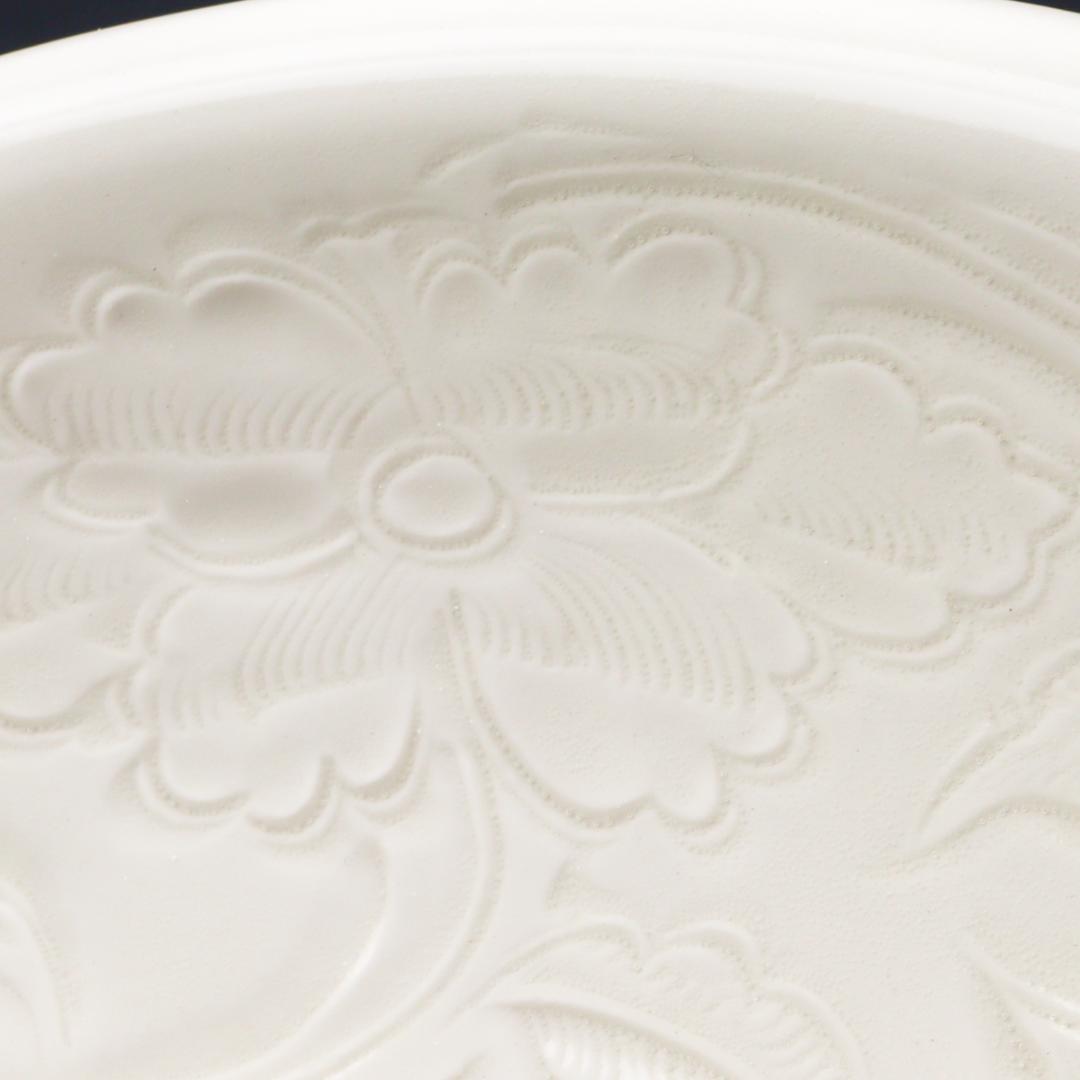 塚本快二 快山窯 白瓷 菓子鉢 25cm 白磁 共箱 美品