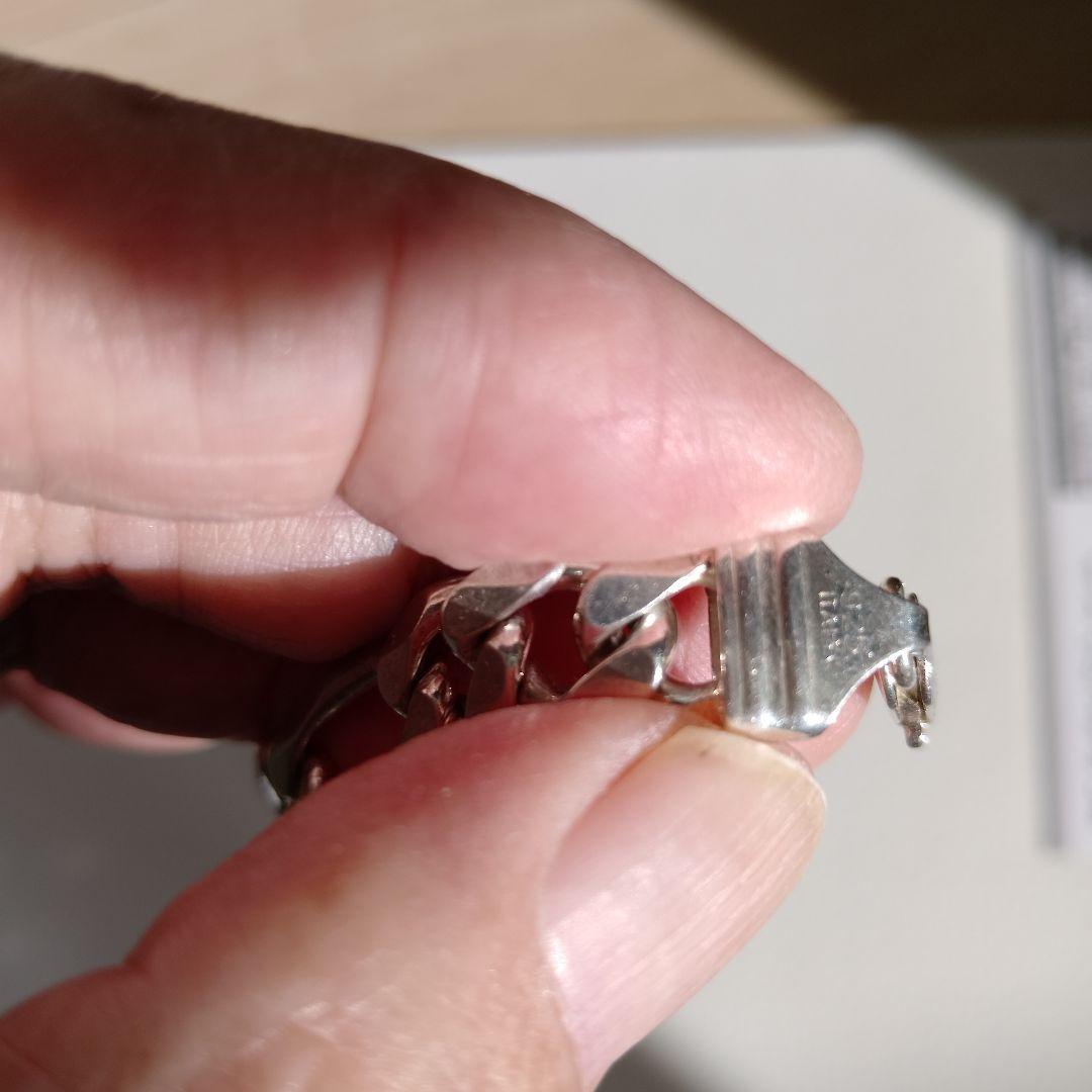 ブレスレット メンズ シルバー925 ヴィンテージ イタリア製 フィガロチェーン