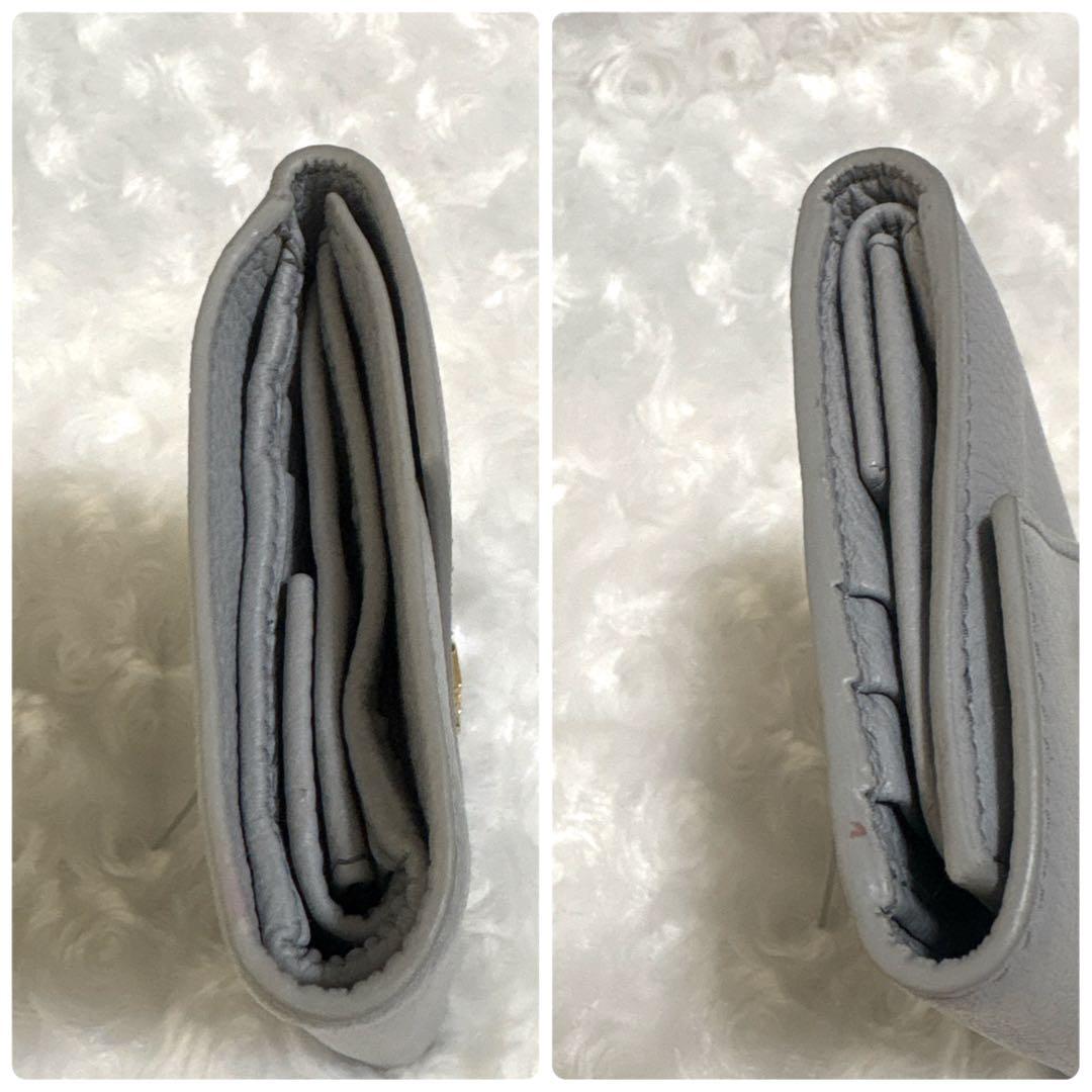 【現行】miumiu ヴィッテロダイノレザー財布 コーンフラワーブルー 良品