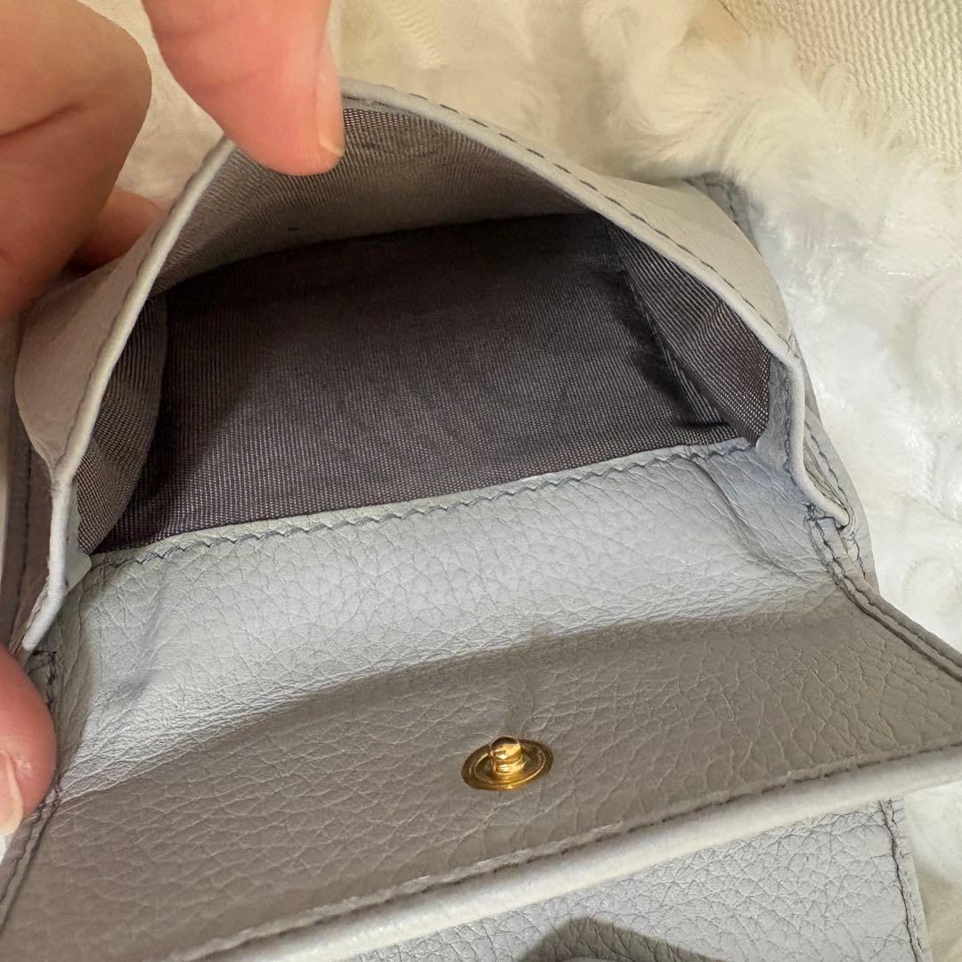 【現行】miumiu ヴィッテロダイノレザー財布 コーンフラワーブルー 良品