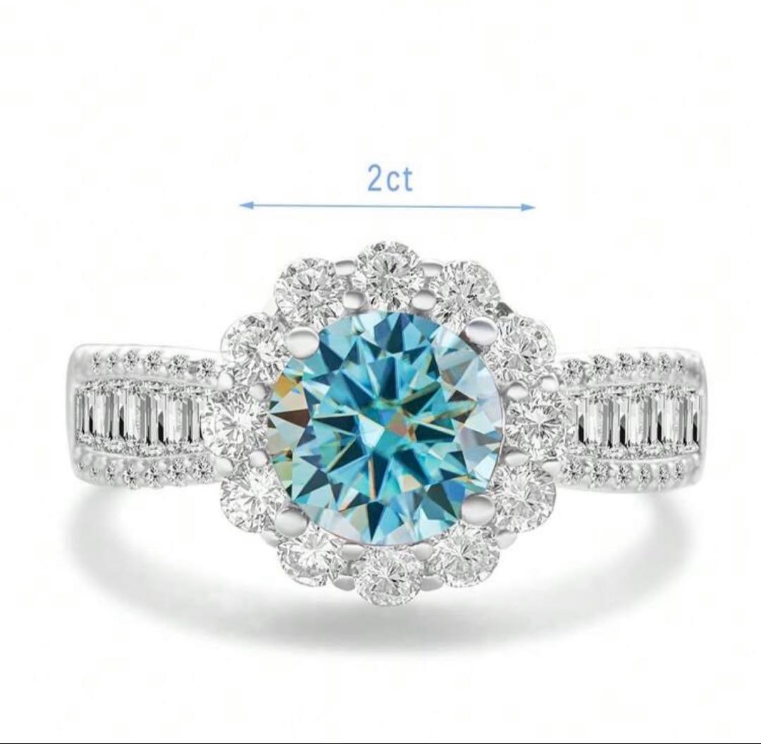 12号 2ct フルダイヤ ブルーサファイア ダイヤモンド ハーフエタニティ