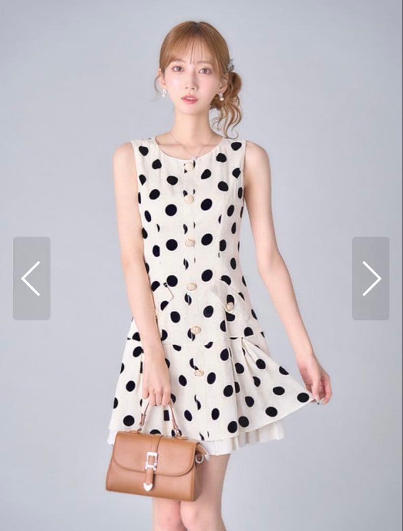 エルケイドレス　ドット柄フレアドレス
