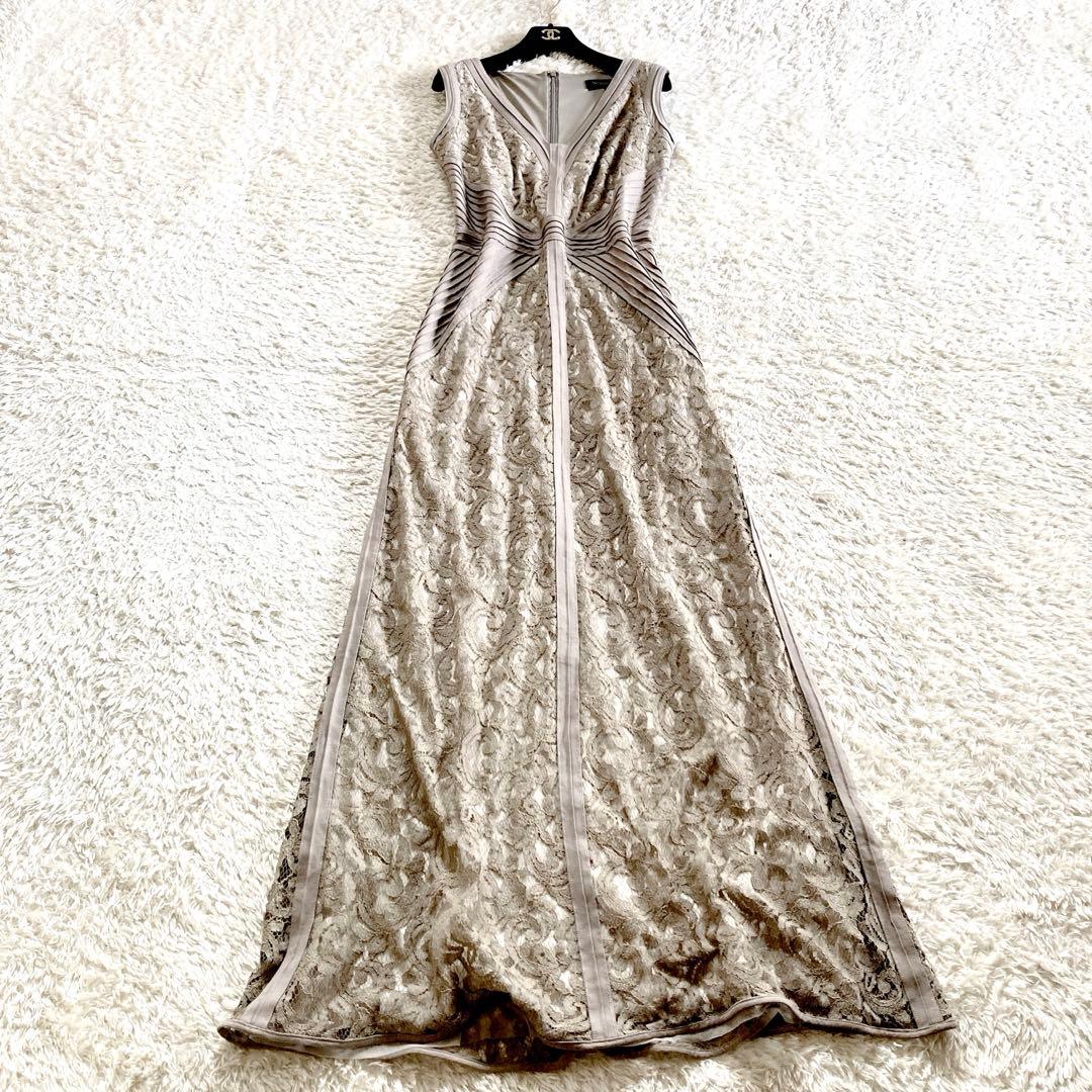 【美品 大きいサイズ12】タダシショージ 総レース ピンタック ロングドレス