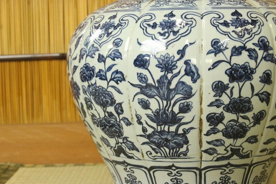 中国美術 青花枝花紋 壺 高49cm(A595)