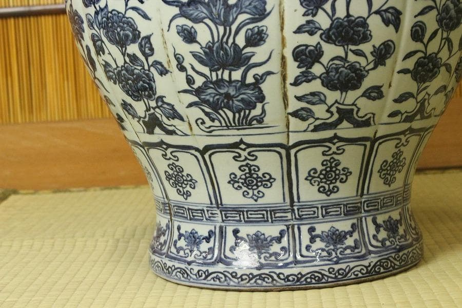 中国美術 青花枝花紋 壺 高49cm(A595)