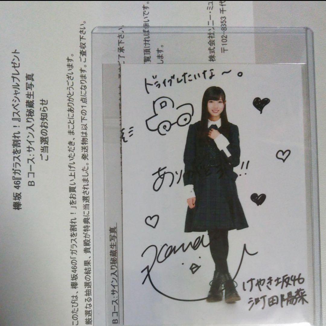 ♡*♡様 日向坂46 けやき坂 河田陽菜 直筆サイン入り秘蔵生写真 ガラスを割れ