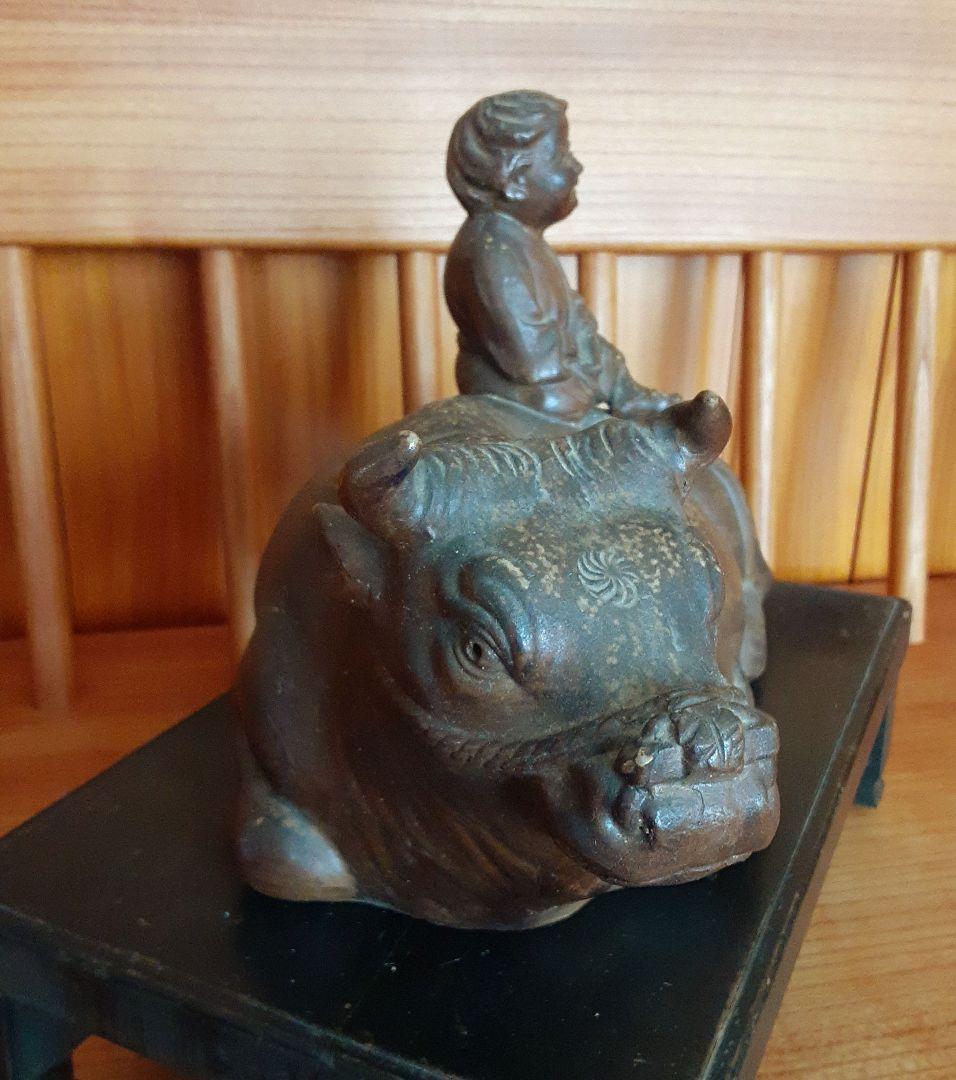 備前焼　騎牛帰家童子像　木村友敬