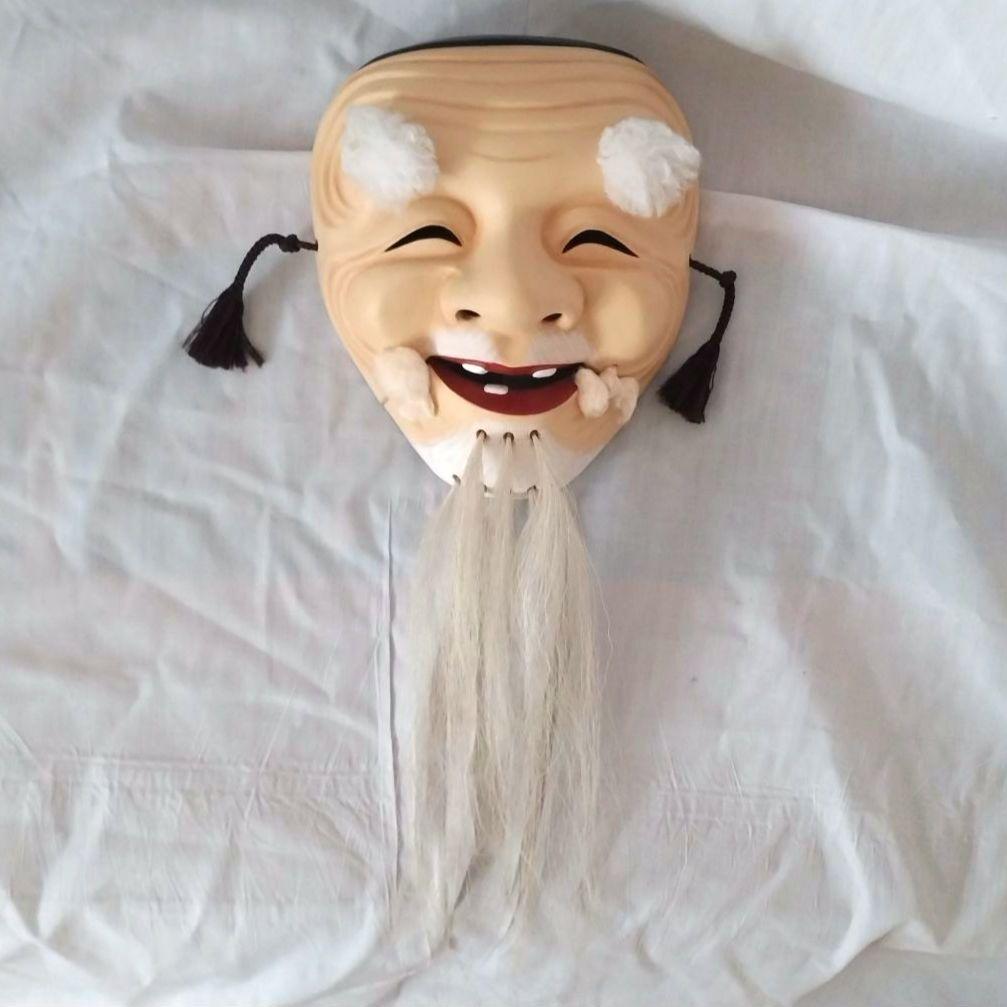 能面（翁面 小面）セット　壁掛用土台板付　面の長さ20㌢前後　仙台伝統工芸品