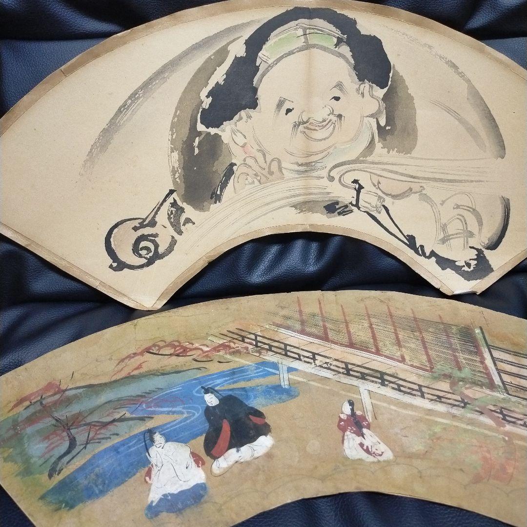 襖 絵 6点 骨董 アンティーク 古美術 扇形