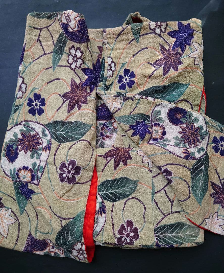 縮緬　大正時代　子ども着物　正絹　アンティーク